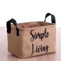 Tárolókosár, Simple Living felirattal, kicsi, szövet, bézs, 27 cm - SIMPLE LIVING - Butopêa